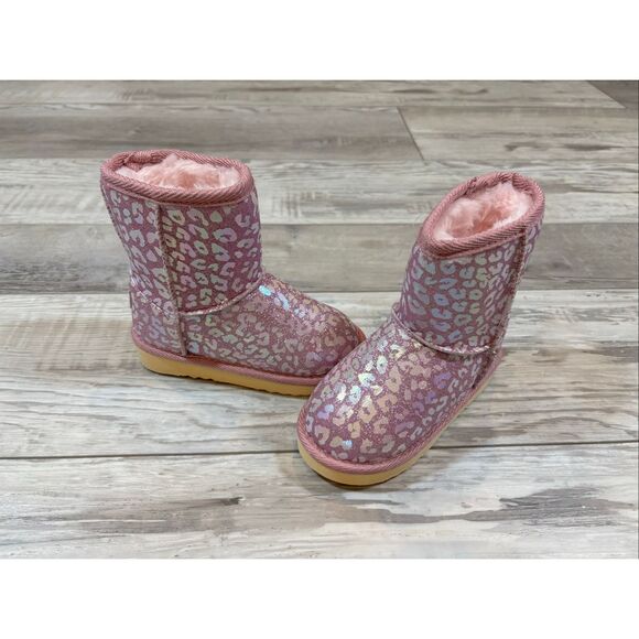 Weestep Girls pink leopard casual winter snow boots size 8 - Picture 1 of 9